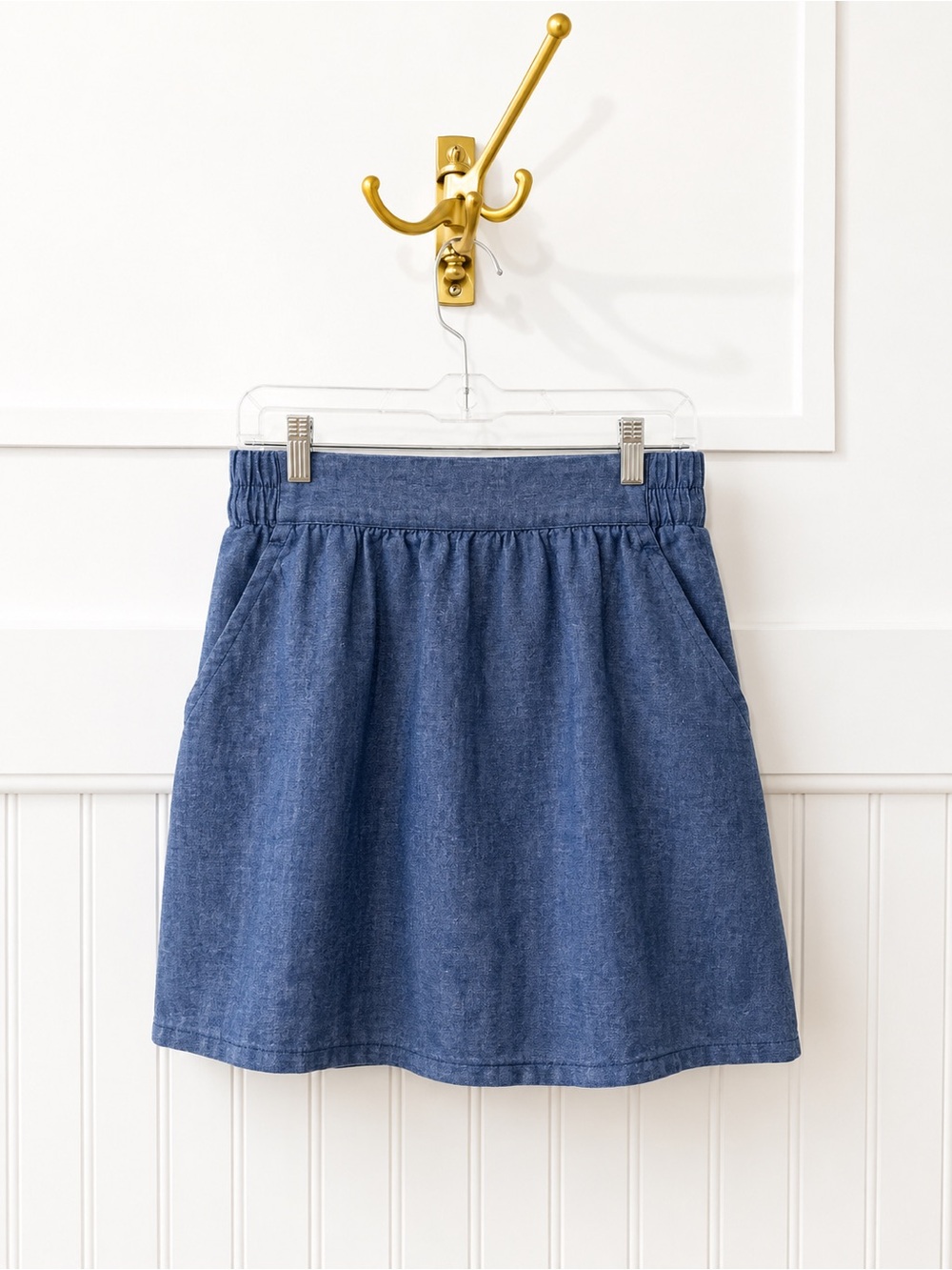 LOFT Denim Blue Mini Skirt with Elastic Waist